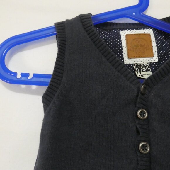 TAPE A L'OEIL | 12 months | Navy Blue Button-Up Sweater Vest - Picture 3 of 16